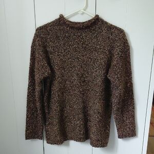 Cozy Brown Turtleneck Sweater with Textured Knit